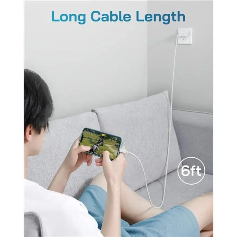 i Phone Charger Fast Charging-20W USB-C Block with 6 Ft Cord [MFi Certified]